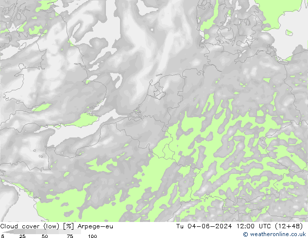 Bulutlar (düşük) Arpege-eu Sa 04.06.2024 12 UTC