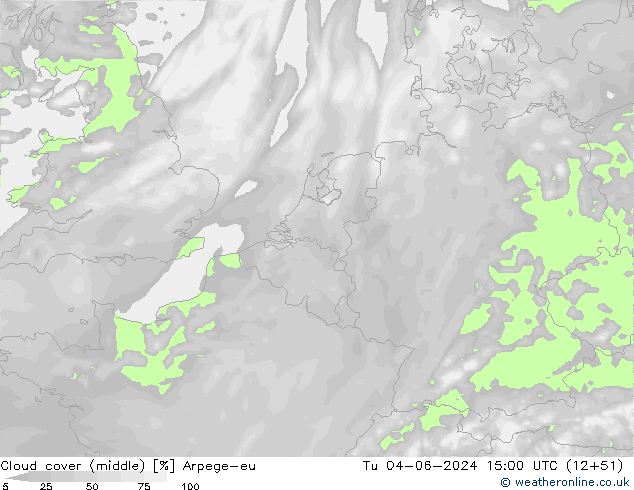 oblačnosti uprostřed Arpege-eu Út 04.06.2024 15 UTC