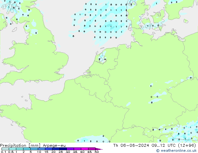Niederschlag Arpege-eu Do 06.06.2024 12 UTC