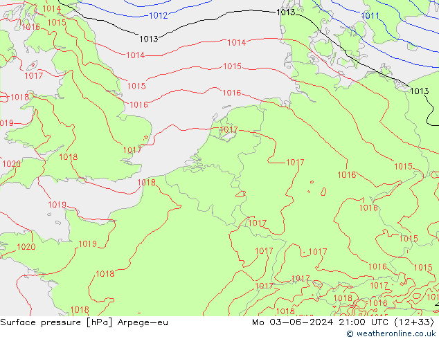 Luchtdruk (Grond) Arpege-eu ma 03.06.2024 21 UTC