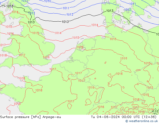 Presión superficial Arpege-eu mar 04.06.2024 00 UTC
