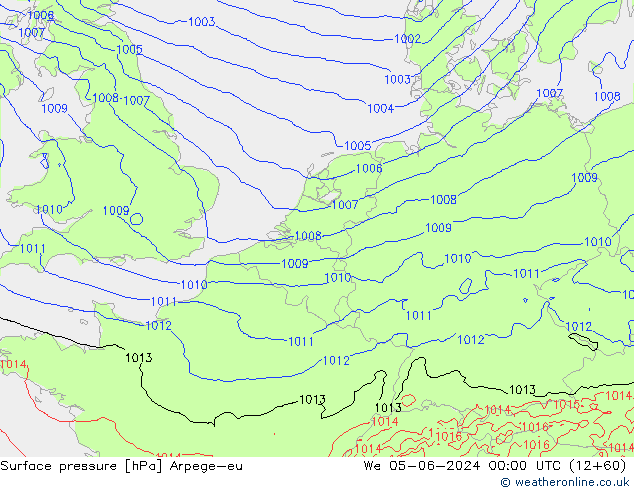 Surface pressure Arpege-eu We 05.06.2024 00 UTC