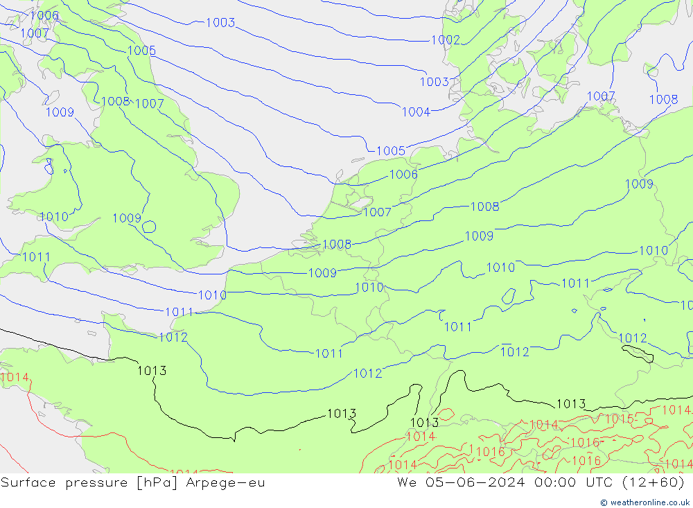 Surface pressure Arpege-eu We 05.06.2024 00 UTC