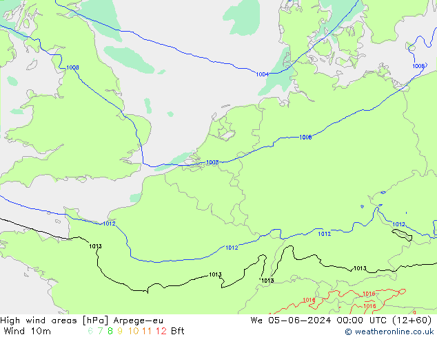 Windvelden Arpege-eu wo 05.06.2024 00 UTC