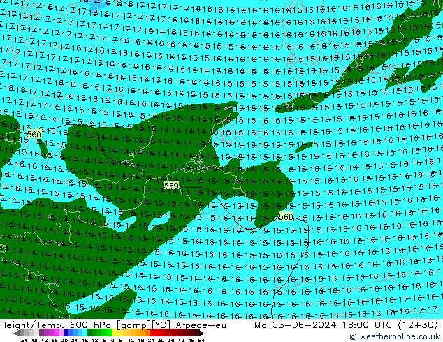 Geop./Temp. 500 hPa Arpege-eu lun 03.06.2024 18 UTC