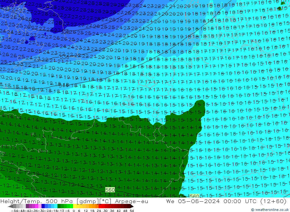 Height/Temp. 500 hPa Arpege-eu We 05.06.2024 00 UTC