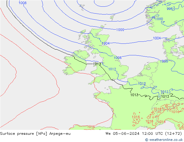 Surface pressure Arpege-eu We 05.06.2024 12 UTC