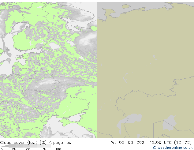 Bulutlar (düşük) Arpege-eu Çar 05.06.2024 12 UTC