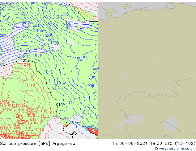 приземное давление Arpege-eu чт 06.06.2024 18 UTC