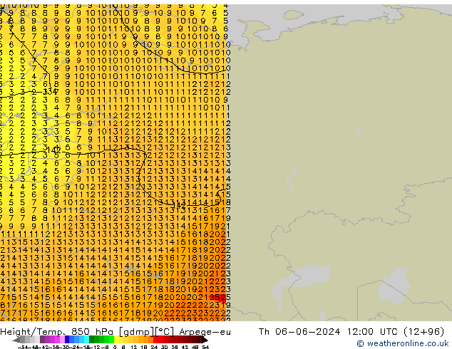Height/Temp. 850 hPa Arpege-eu  06.06.2024 12 UTC