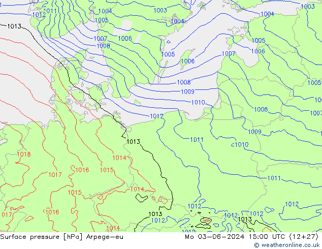 pressão do solo Arpege-eu Seg 03.06.2024 15 UTC