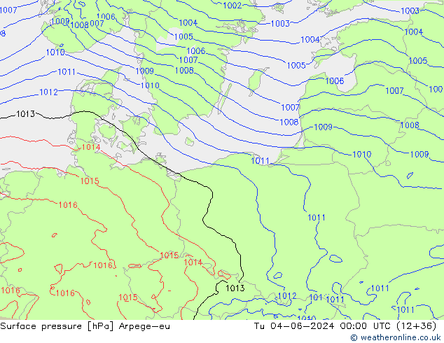 Surface pressure Arpege-eu Tu 04.06.2024 00 UTC