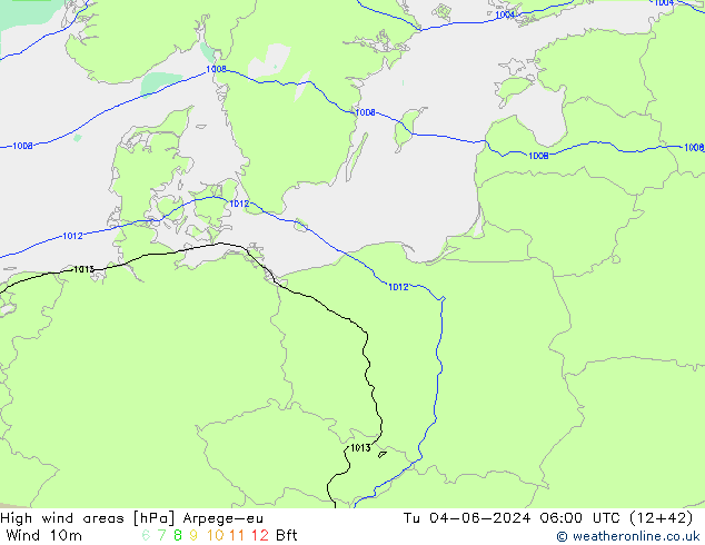 Izotacha Arpege-eu wto. 04.06.2024 06 UTC