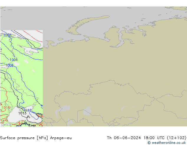 Surface pressure Arpege-eu Th 06.06.2024 18 UTC