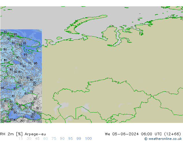RH 2m Arpege-eu St 05.06.2024 06 UTC