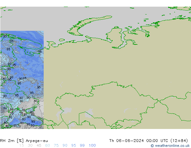 RH 2m Arpege-eu чт 06.06.2024 00 UTC