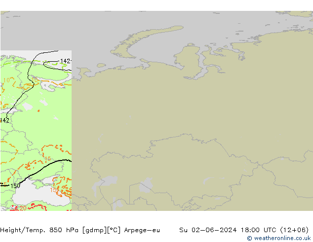 Height/Temp. 850 hPa Arpege-eu dom 02.06.2024 18 UTC