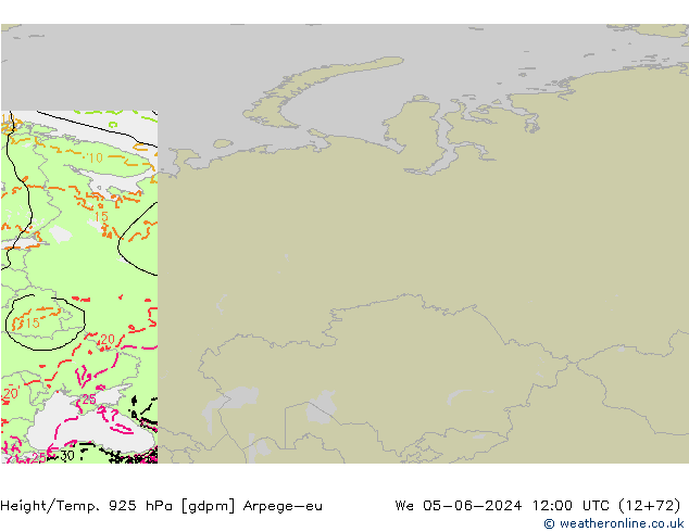 Height/Temp. 925 гПа Arpege-eu ср 05.06.2024 12 UTC