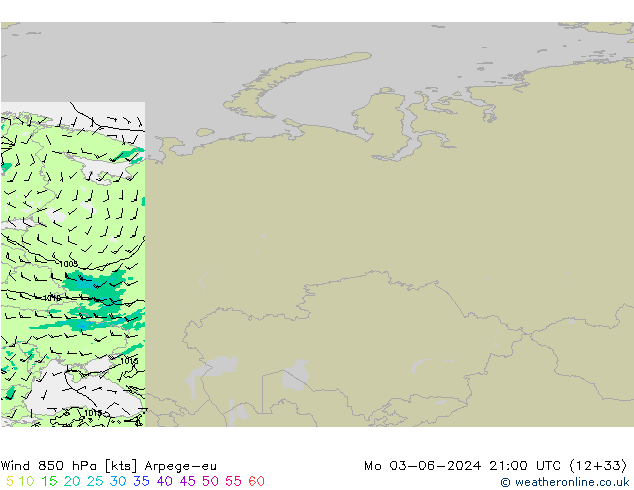 Wind 850 hPa Arpege-eu Mo 03.06.2024 21 UTC