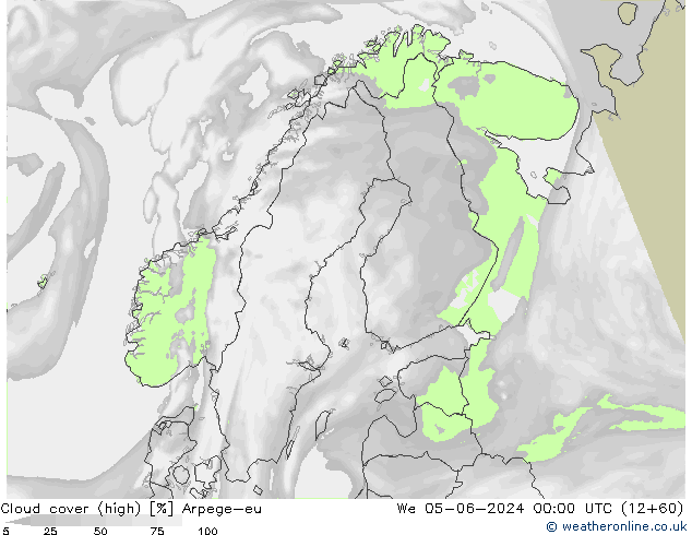 Bulutlar (yüksek) Arpege-eu Çar 05.06.2024 00 UTC