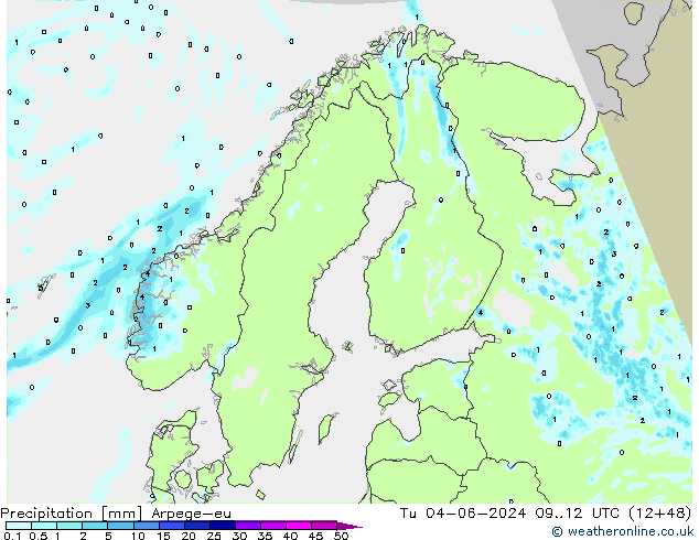 Niederschlag Arpege-eu Di 04.06.2024 12 UTC