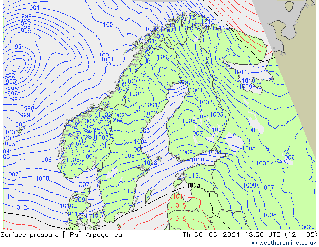 Bodendruck Arpege-eu Do 06.06.2024 18 UTC