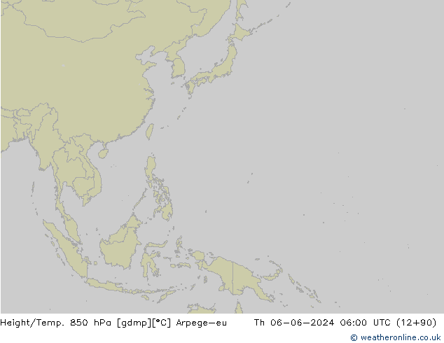 Height/Temp. 850 hPa Arpege-eu Čt 06.06.2024 06 UTC