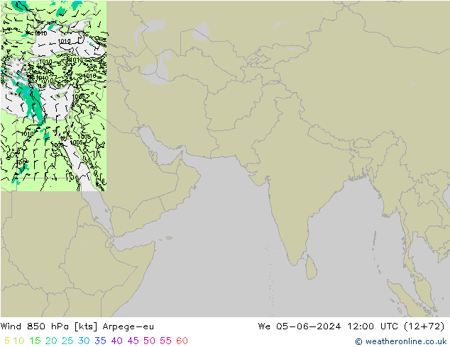 Wind 850 hPa Arpege-eu We 05.06.2024 12 UTC