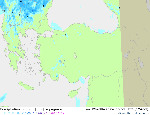 Precipitation accum. Arpege-eu We 05.06.2024 06 UTC