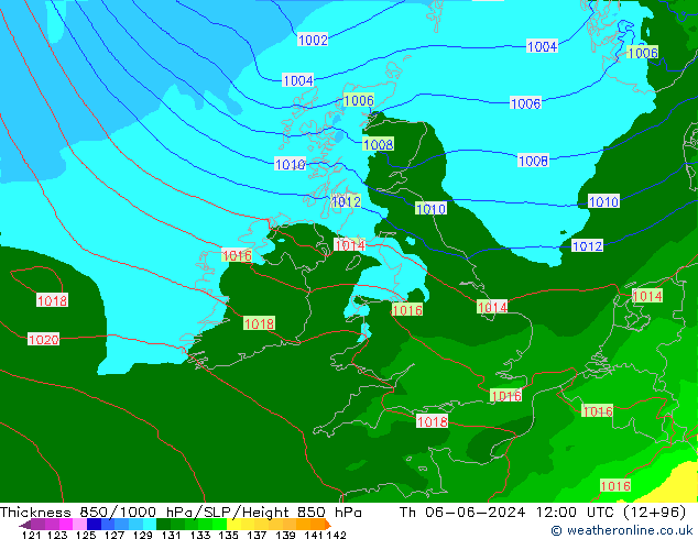 Thck 850-1000 hPa Arpege-eu  06.06.2024 12 UTC