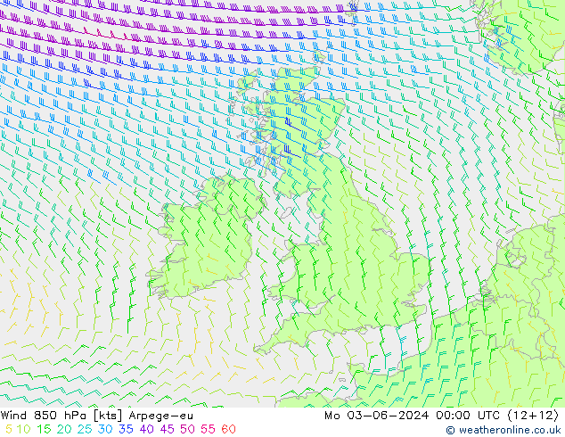 Vent 850 hPa Arpege-eu lun 03.06.2024 00 UTC