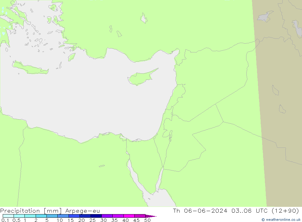 Srážky Arpege-eu Čt 06.06.2024 06 UTC