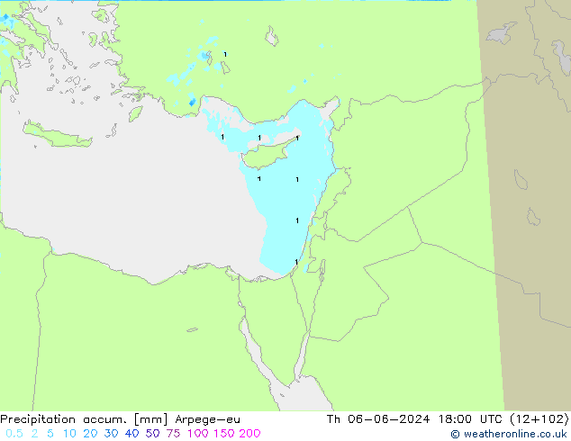 Precipitation accum. Arpege-eu Th 06.06.2024 18 UTC