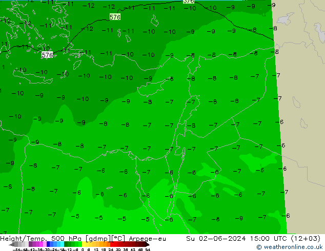 Géop./Temp. 500 hPa Arpege-eu dim 02.06.2024 15 UTC