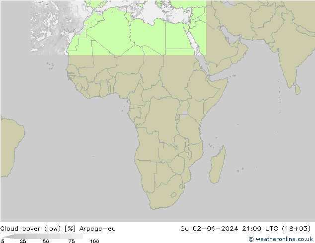 Bewolking (Laag) Arpege-eu zo 02.06.2024 21 UTC