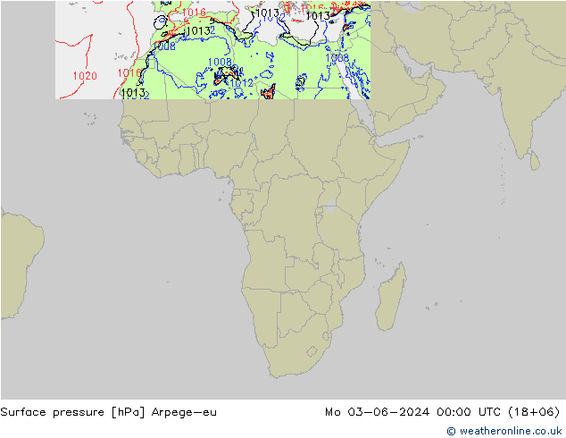 Pressione al suolo Arpege-eu lun 03.06.2024 00 UTC