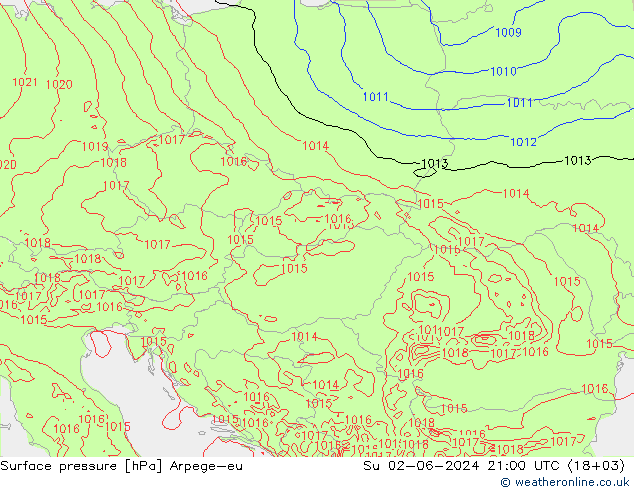 Bodendruck Arpege-eu So 02.06.2024 21 UTC