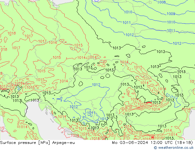 pressão do solo Arpege-eu Seg 03.06.2024 12 UTC