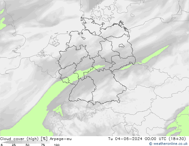 Bulutlar (yüksek) Arpege-eu Sa 04.06.2024 00 UTC