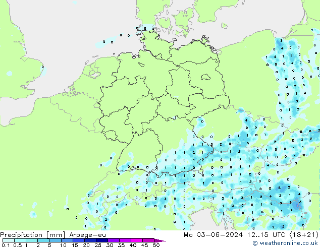 Precipitation Arpege-eu Mo 03.06.2024 15 UTC