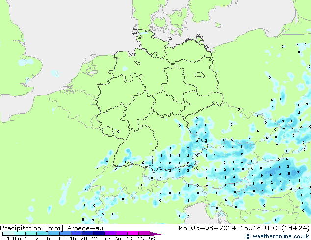 Precipitation Arpege-eu Mo 03.06.2024 18 UTC