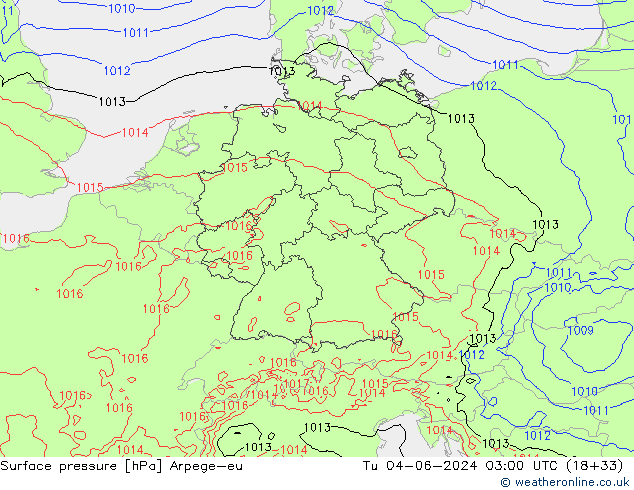 Bodendruck Arpege-eu Di 04.06.2024 03 UTC