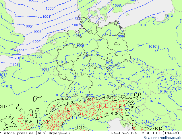 pression de l'air Arpege-eu mar 04.06.2024 18 UTC