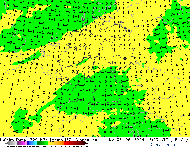 Height/Temp. 700 hPa Arpege-eu lun 03.06.2024 15 UTC