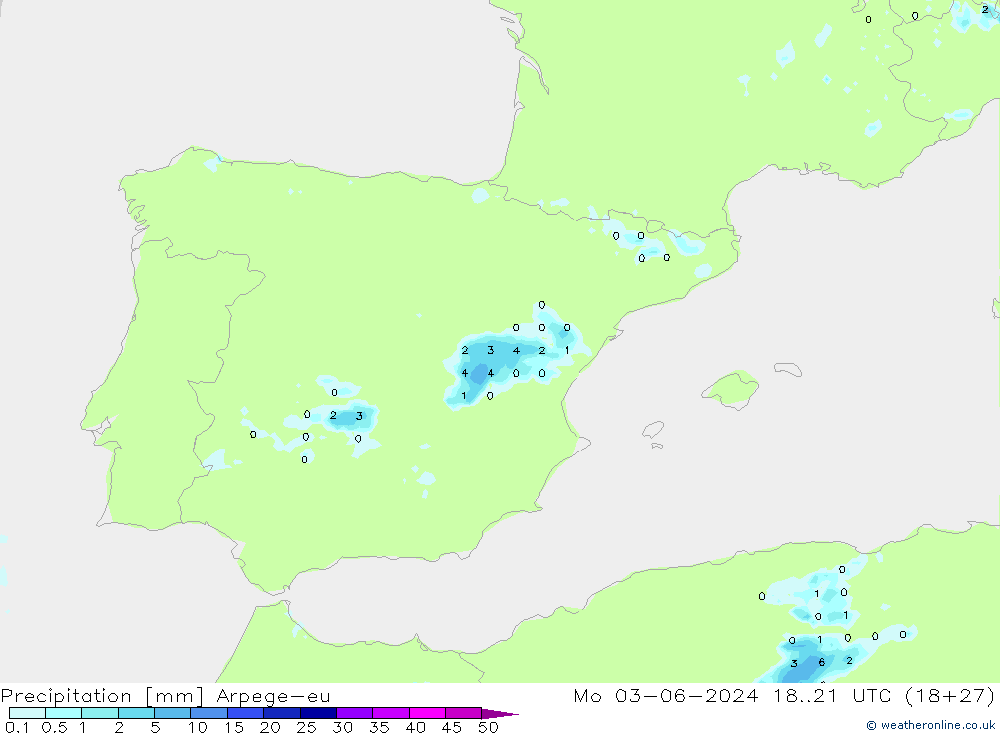 Srážky Arpege-eu Po 03.06.2024 21 UTC