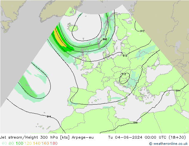 Prąd strumieniowy Arpege-eu wto. 04.06.2024 00 UTC