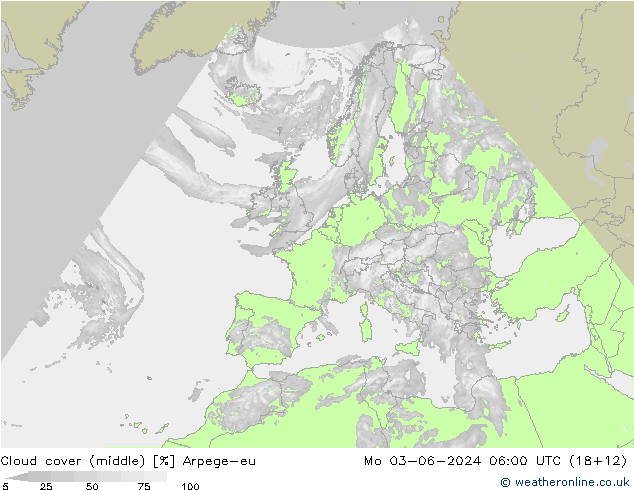 Wolken (mittel) Arpege-eu Mo 03.06.2024 06 UTC