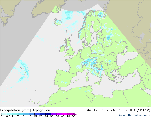 降水 Arpege-eu 星期一 03.06.2024 06 UTC