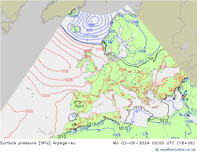 Luchtdruk (Grond) Arpege-eu ma 03.06.2024 00 UTC