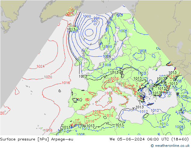 приземное давление Arpege-eu ср 05.06.2024 06 UTC